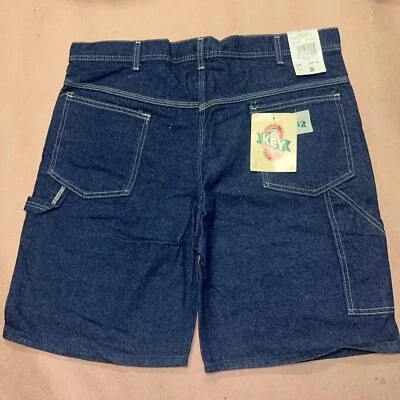 复古 20 世纪 80 年代关键品牌牛仔木匠短裤,Deadstock 全新带标签,尺寸 38 — 第 1/2 张图片
