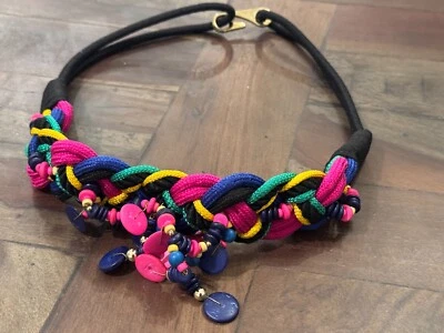 Cinturón boho elástico con cuentas vintage años 80 para mujer 31" hebilla de gancho en la parte posterior Foto 1 de 4