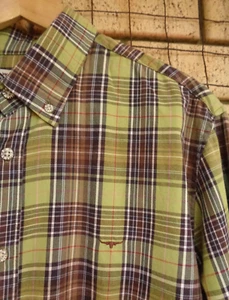 R M Williams Mens Plaid Check Long Sleeve Cotton Twill Semi Fitted Shirt Size XL - Foto 1 di 3