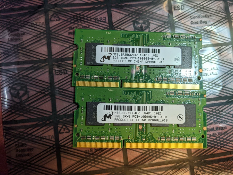 2GB Micron 1Rx8 PC3 DDR3 10600S MT8JSF25664HZ-1G4D1 1333Mhz SODIMM Notebook RAM - Image 1 of 1