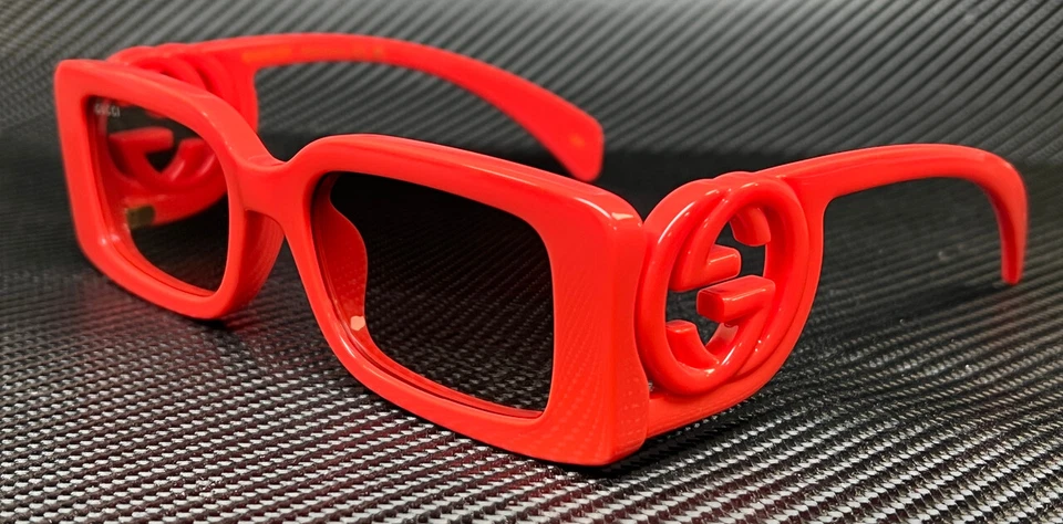 Gucci Women Sunglasses Red Brown Gradient Rectangle GG1325S 005