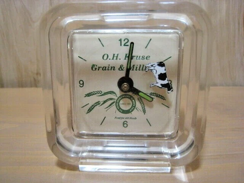 Vintage Takane O H Kruse Grain and Milling Alarm Travel Clock Cow Second Hand Cover