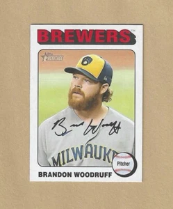 2024 Topps Heritage MINI Brandon Woodruff #444 WHITE BORDER PARALLEL Brewers - Picture 1 of 2