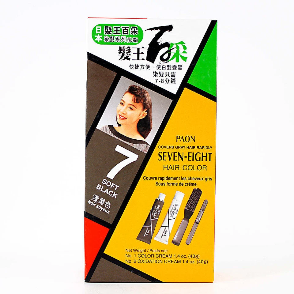 Paon Seven-Eight Hair Color w/ Comb Soft Black Smooth Silky Finish 1.4 oz NEW - Image 1 of 1