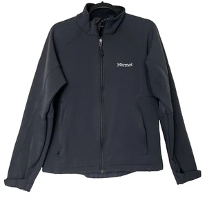 Marmot Jacket Adult Medium Black Softshell Full Zip Windproof Pockets Fleece - Picture 1 of 11