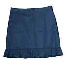 J. Crew Women’s Navy Blue Ruffle Hem Mini Skirt Back Zip Stretch Size 8 NWT