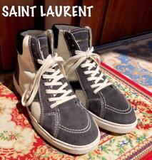 YSL Saint Laurent men's Mid TOP Sneakers Size 40 US7 White Gray Lago Lace-up