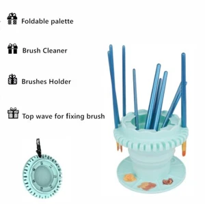 Paint Brush Cleaner Rinse Cup Brushes Holder Foldable palette - Picture 1 of 5