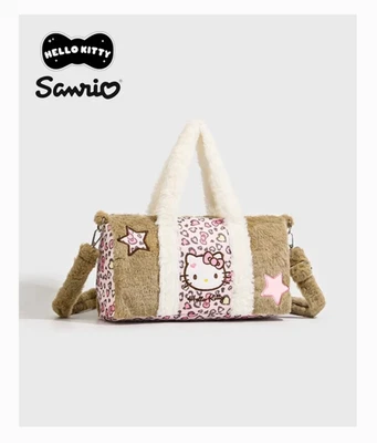 Bolso de Mano Hello Kitty Rosa Leopardo Mini Lona Gal Y2K Sanrio Esponjoso Piel de Oveja 2 Vías Foto 1 de 4