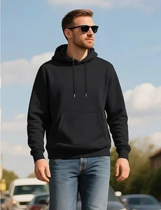 Heavy Duty Black Hoodie by Market  100% Cotton,Winter Warm Kangaroo Pocket Sz XL - Picture 1 of 6