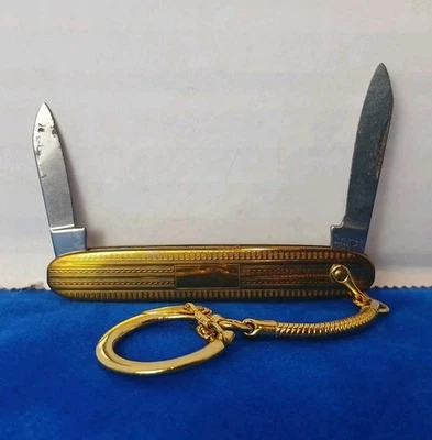 Navaja de Bolsillo Colonial Prov R.I. EE. UU. Vintage 2 Hojas Tono Dorado Foto 1 de 4