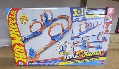 Hot Wheels Triple Loop Track Builder Set y coche 1:64 - ¡Carrera, acrobacias y juego! Foto 1 de 2