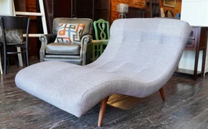 Adrian Pearsall Craft Associates Wave Chaise Lounge Chair MCM Tweed Free Ship - Picture 1 of 11