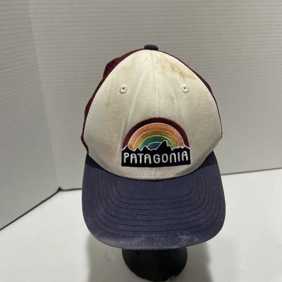 Youth Patagonia Fitz Roy Rainbow Distressed Mesh Snapback Hat Cap Boy Girl White - Image 1 of 4