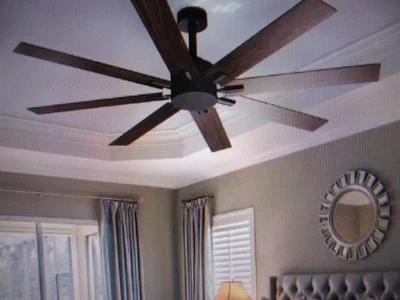 WIAWG 65 in. Indoor Outdoor Black Solid Wood Grain 8 Blade Ceiling Fan w Remote - Image 1 of 4