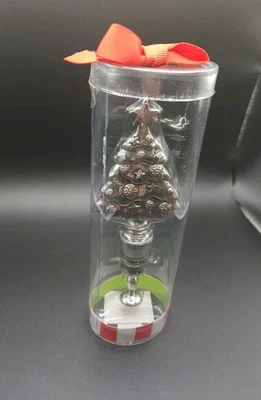 2010 - Tapón de botella de vino de árbol de Navidad de metal Mud Pie - Vajilla de bar de vacaciones, nuevo en caja Foto 1 de 4