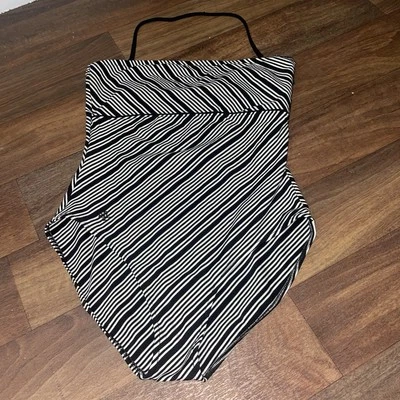 Ralph Lauren One Piece Swimsuit Black and White Striped Size 14 - Image 1 of 4