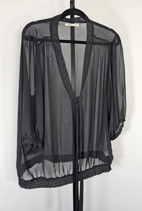 Old Navy Plus Sheer Rouched 3/4 Sleeave Top-Black-SZ 2X - Picture 1 of 11