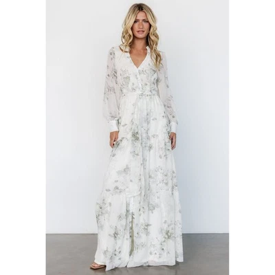 Baltic Born NWOT Lizette Floral Maxi Dress White Dage Print Long Sleeve XS - Image 1 of 4