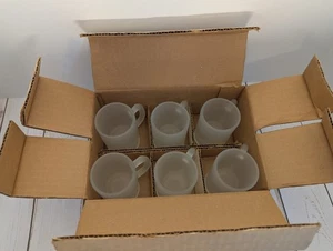 Vtg Indiana Glass Tiara Frosted Mugs White Satin Set/6 Original Box 3.25" - Picture 1 of 9