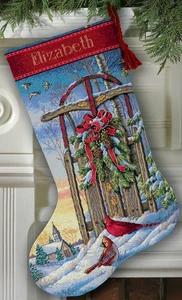 Dimensions Gold Collection Counted Cross Stitch Kit 16" Long-Christmas Sled Stoc - Bild 1 von 1