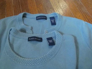 Karen Scott Woman's 2 Piece, BLUE Top & Jacket, Both Size S❤️ - Picture 1 of 5