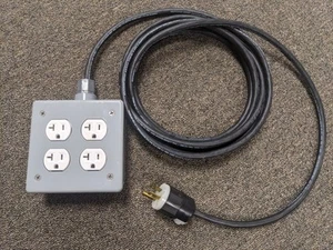 Four-way Quad Box Power Cord. Power Distribution, Job Site, Sound, Stage. - Picture 1 of 6