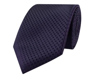 Cross Stitch Design in Very Dark Aubergine Mens Plum Purple Tie WEDDING 711 UK - Picture 1 of 2