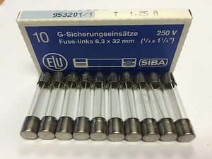 T1.25A250V SIBA Time Lag Slow Blow Glass Fuse 6x32mm 1.25A 250V Pk5/Pk10 JPSF364 - Picture 1 of 4