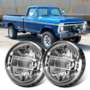 Pair For Ford F-350 1953-1977 7" Round Halo LED Headlights Hi-Lo Beam Lamp DRL - Picture 1 of 16