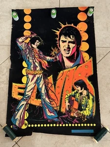 ELVIS PRESLEY 1975 DYNAMIC VELVET BLACK LIGHT POSTER 21" X 32" RARE ORIGINAL - Picture 1 of 12