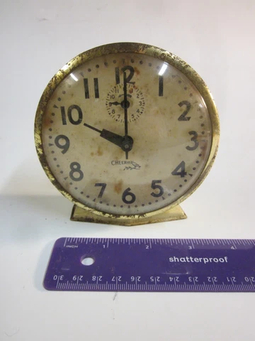 Vintage Desk Clock  Wind-up  Made in USA  Ingraham  Cheerio  Parts Repair Cover