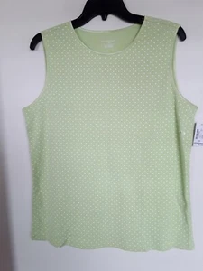 NWT Christopher & Banks Green Polka Dot  tank  XL blouse  NEW!   - Picture 1 of 3