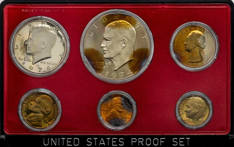 1974-S UNITED STATES 6 COIN PROOF SET GORGEOUS GEM BU COLOR TONED UNC (MR) Cover