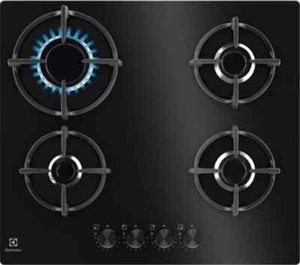 Electrolux Piano Cottura 4 Fuochi a Gas 60 cm Vetro Nero EGG64272K - Foto 1 di 1