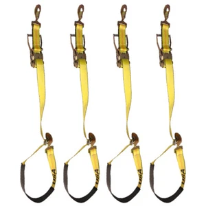 Ratchet Axle Strap with Snap Hooks and Webbing Protector 2" x 9 FT - Pack of 4 - Picture 1 of 6