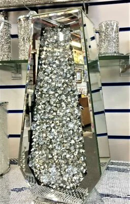 Large 70cm Crushed Diamond  Crystal Sparkly Silver Mirrored Floor Vase Coffin - Image 1 of 4