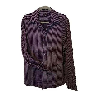 Camisa de vestir Claiborne para hombre talla 16,5 púrpura a rayas manga larga abotonada Foto 1 de 4