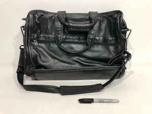 TUMI BLACK LEATHER Expandable Laptop Business BRIEFCASE Messenger Alpha Bag - Picture 1 of 10