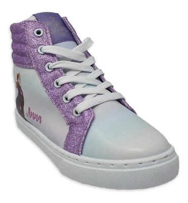 Girls Frozen Shoes Size 11 1 2 or 3 Elsa Anna Purple Glitter Sneakers - Image 1 of 4