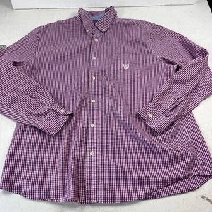 Chaps Shirt Mens 2 XLT / 2TGL Checked Long Sleeve Button Down. Magenta - Picture 1 of 11