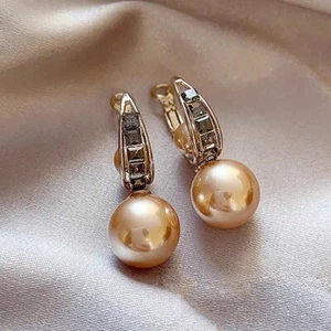 Champagne Crystal Pearl Earrings 925 Silver Luxe Vintage French Style Multi-Wear - Picture 1 of 5