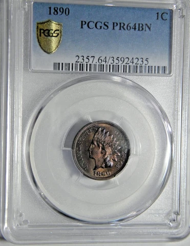 1890 INDIAN 1c PCGS PR64BN CHOICE PROOF Cover