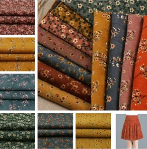 39.4 X 59.1inch Floral Print Corduroy Fabric for Sewing Coat Dress DIY Craft - Picture 1 of 23