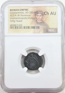 NGC EPFIG HORT Ch AU Roman AE Constantine I the Great Constantinopolis /Victory - Bild 1 von 4