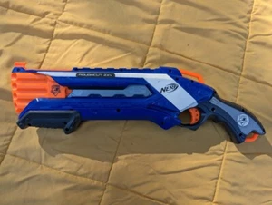 NERF N-Strike Elite ROUGHCUT 2X4 Blaster SHOTGUN Gun Rough Cut BLUE WHITE Works - Picture 1 of 2