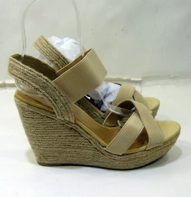 NEW Skintone 4.5"High Wedge Heel PEEP Toe ankle strap Shoes WOMEN  Size  10 - Image 1 of 4