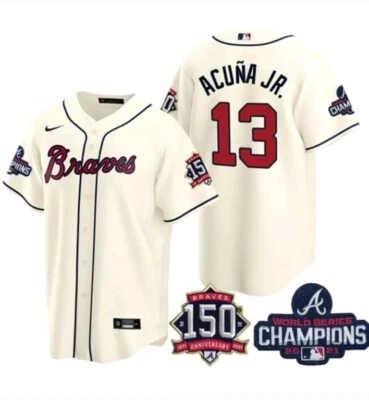 Camiseta deportiva local de béisbol Ronald Acuña Jr. #13 Atlanta Braves 2021 para hombre Foto 1 de 2