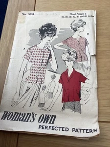 1960s ORIGINAL Woman’s Own Sewing Pattern 5054 top size bust 40” PRECUT FREE P&P - Picture 1 of 3