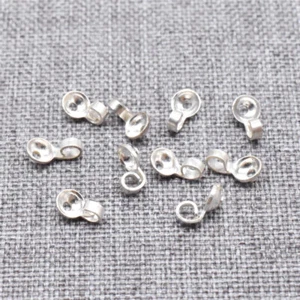 50 Sterling Silver Crimp End Tips 925 Silver Cord Cover End Cap Jewelry Findings - Picture 1 of 5